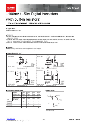 DTA143XE Datasheet PDF ROHM Semiconductor