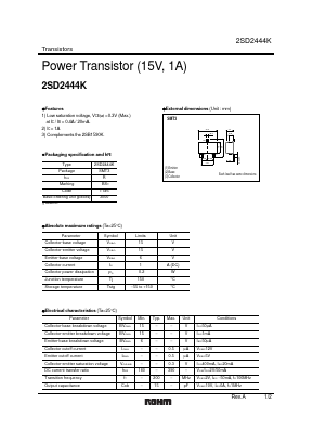 2SD2444KT146 Datasheet PDF ROHM Semiconductor