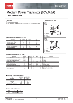 2SD1949T106 Datasheet PDF ROHM Semiconductor