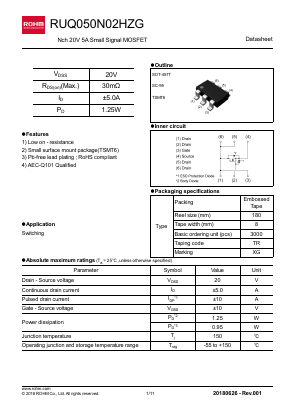 RUQ050N02HZG Datasheet PDF ROHM Semiconductor