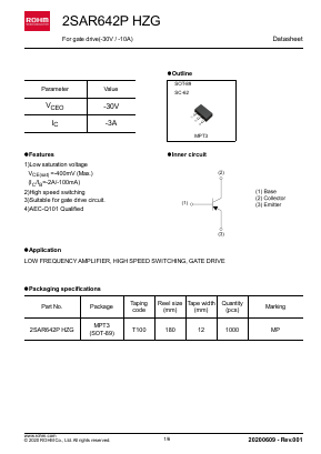 2SAR642PHZGT100 Datasheet PDF ROHM Semiconductor