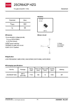 2SCR642PHZGT100 Datasheet PDF ROHM Semiconductor