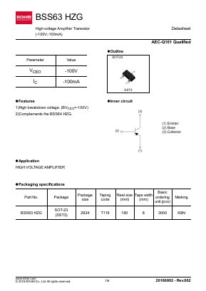 BSS63HZG Datasheet PDF ROHM Semiconductor