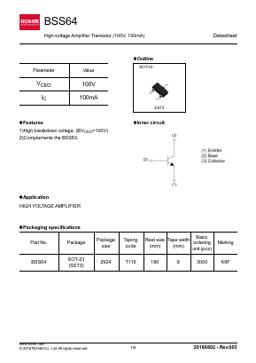 BSS64 Datasheet PDF ROHM Semiconductor