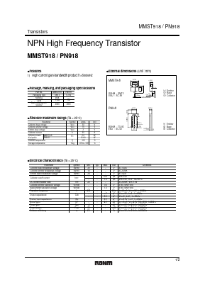 MMST918 Datasheet PDF ROHM Semiconductor