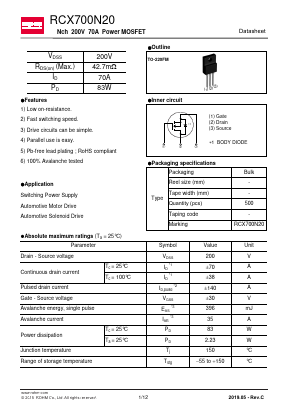 RCX700N20 Datasheet PDF ROHM Semiconductor