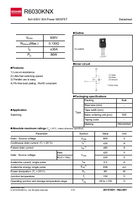 R6030KNX Datasheet PDF ROHM Semiconductor