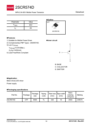 2SCR574D Datasheet PDF ROHM Semiconductor
