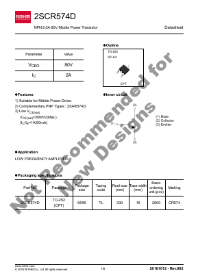 2SCR574D Datasheet PDF ROHM Semiconductor