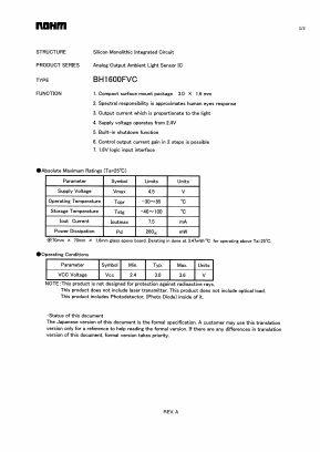 BH1600FVC Datasheet PDF ROHM Semiconductor