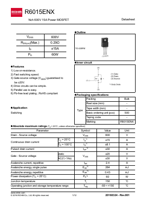 R6015ENX Datasheet PDF ROHM Semiconductor