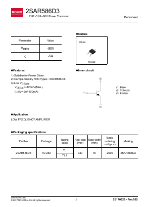 2SAR586D3 Datasheet PDF ROHM Semiconductor