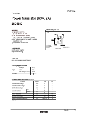 2SC5880 Datasheet PDF ROHM Semiconductor