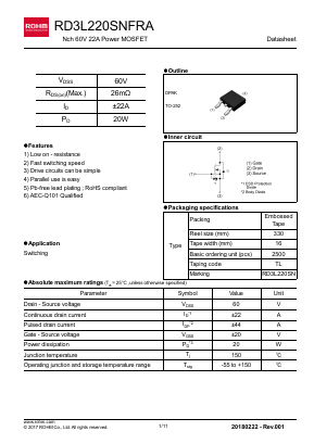 RD3L220SNFRA Datasheet PDF ROHM Semiconductor