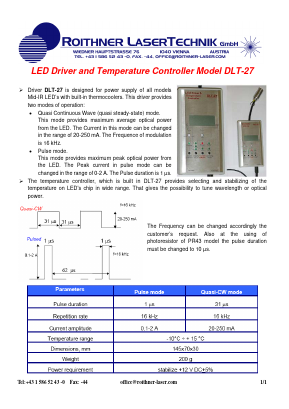 DLT-27 Datasheet PDF Roithner LaserTechnik GmbH