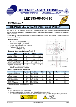 LED395-66-60-110 Datasheet PDF Roithner LaserTechnik GmbH