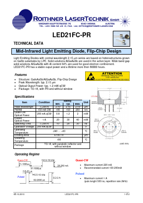 LED21FC-PR Datasheet PDF Roithner LaserTechnik GmbH