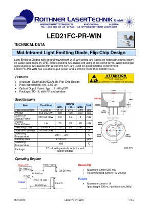 LED21FC-PR-WIN Datasheet PDF Roithner LaserTechnik GmbH