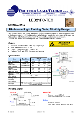 LED21FC-TEC Datasheet PDF Roithner LaserTechnik GmbH