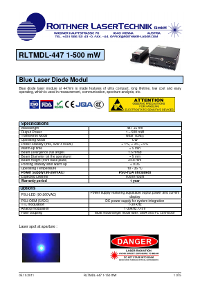 RLTMDL-447 Datasheet PDF Roithner LaserTechnik GmbH