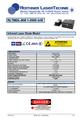 RLTMDL-808 Datasheet PDF Roithner LaserTechnik GmbH