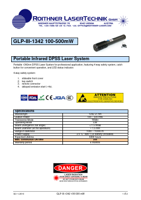 GLP-3-1342 Datasheet PDF Roithner LaserTechnik GmbH