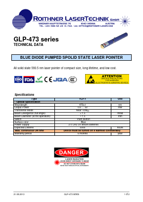 GLP-473 Datasheet PDF Roithner LaserTechnik GmbH