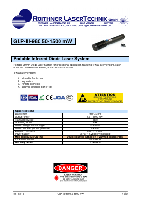 GLP-3-980 Datasheet PDF Roithner LaserTechnik GmbH