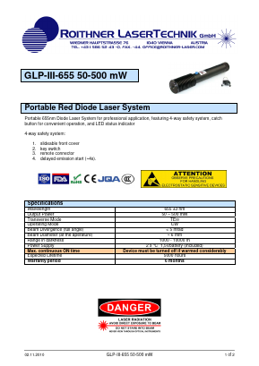 GLP-3-655 Datasheet PDF Roithner LaserTechnik GmbH