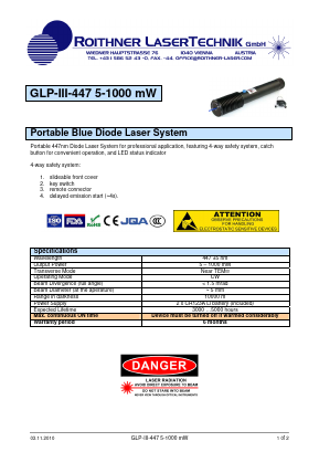 GLP-3-447 Datasheet PDF Roithner LaserTechnik GmbH