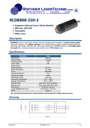 RLDB808-150-3 Datasheet PDF Roithner LaserTechnik GmbH