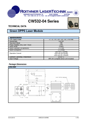 CW532-04 Datasheet PDF Roithner LaserTechnik GmbH