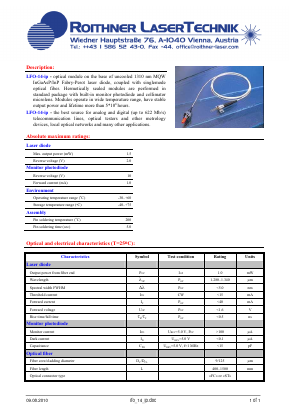 LFO-14-IP Datasheet PDF Roithner LaserTechnik GmbH