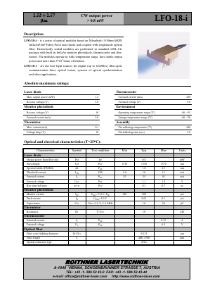 LFO-18-I Datasheet PDF Roithner LaserTechnik GmbH