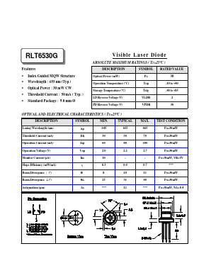 RLT6530G Datasheet PDF Roithner LaserTechnik GmbH