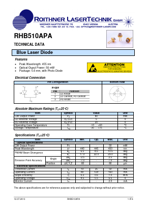 RHB510APA Datasheet PDF Roithner LaserTechnik GmbH