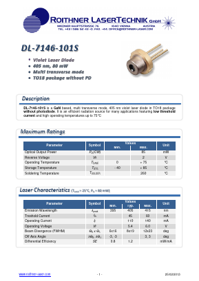 DL-7146-101S Datasheet PDF Roithner LaserTechnik GmbH