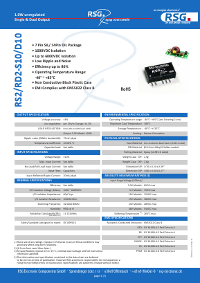 RS2-0505E10A1 Datasheet PDF RSG Electronic Components GmbH