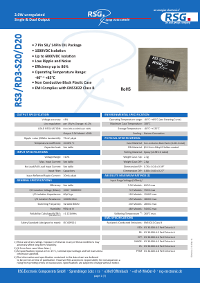 RS3-4805D20A5 Datasheet PDF RSG Electronic Components GmbH