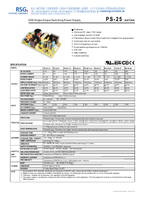 PS-25-27 Datasheet PDF RSG Electronic Components GmbH