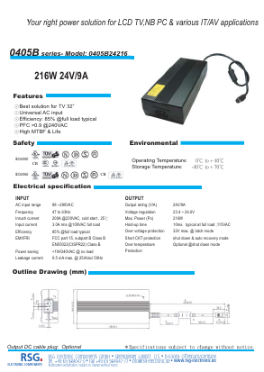 0405B Datasheet PDF RSG Electronic Components GmbH