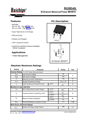 RU30E40L Datasheet PDF Ruichips Semiconductor Co., Ltd