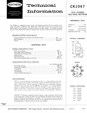 CK1047 Datasheet PDF Raytheon Company