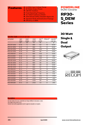 RP30-482.5SEW Datasheet PDF RECOM Electronic GmbH