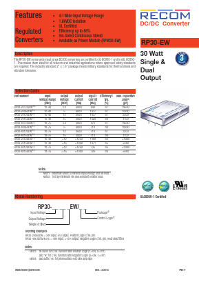 RP30-2415DEW Datasheet PDF RECOM Electronic GmbH