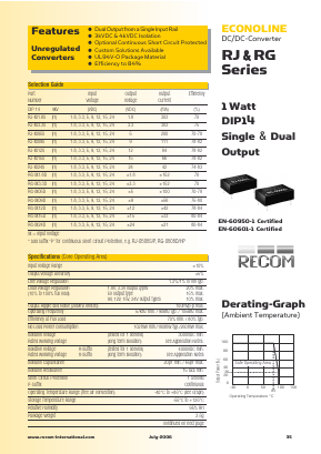 RJ-1.824SH Datasheet PDF RECOM Electronic GmbH