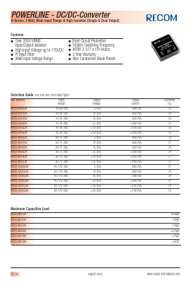 RP03-12005SH Datasheet PDF RECOM Electronic GmbH