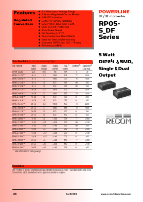 RP05-4812SF Datasheet PDF RECOM Electronic GmbH