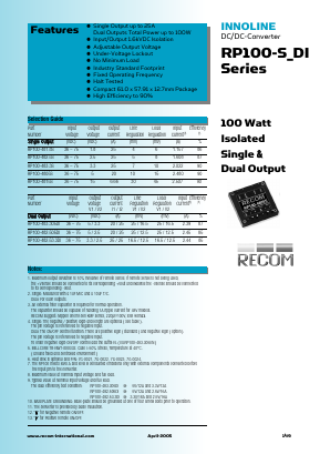 RP100-482.5SP Datasheet PDF RECOM Electronic GmbH