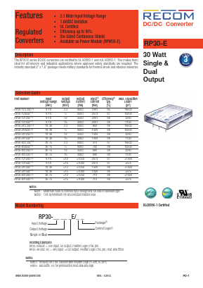 RP30-243.3SE Datasheet PDF RECOM Electronic GmbH